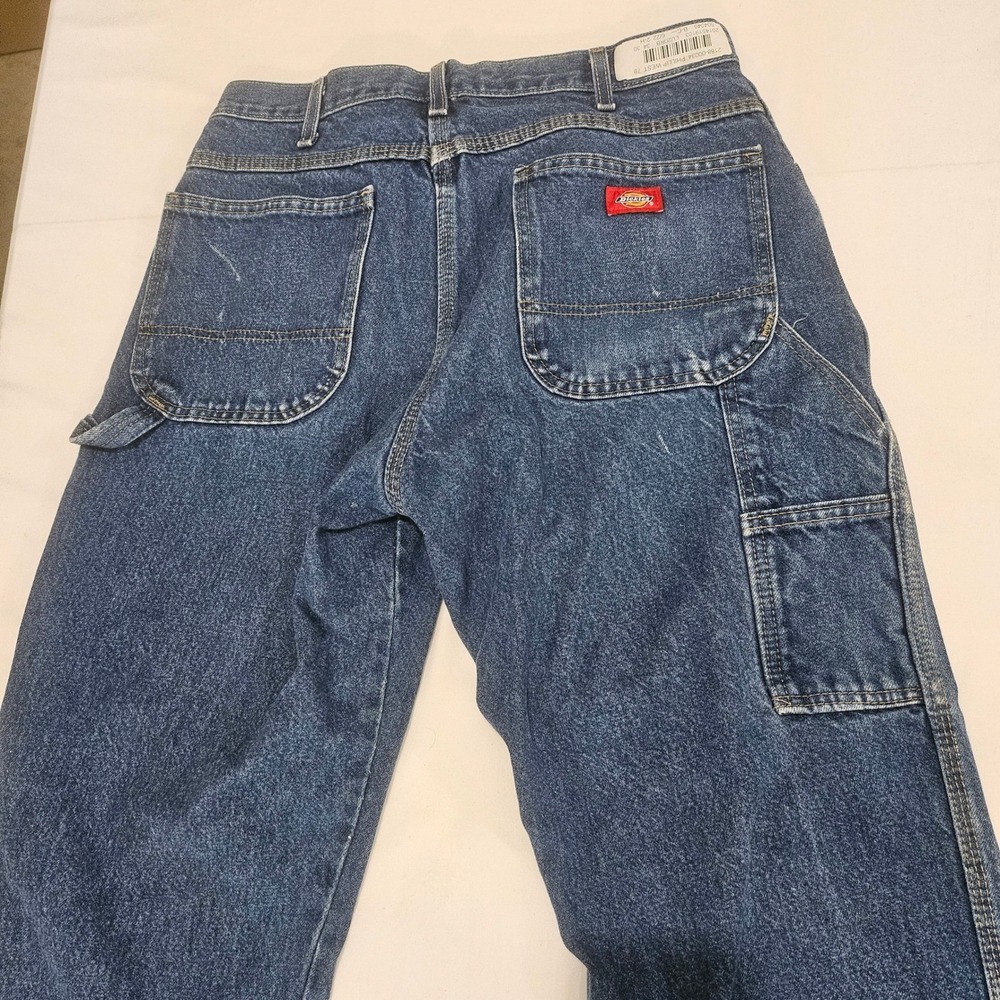 Dickies Mens Carpenter Jeans 34x30 Medium Wash Blue Denim LU200RNB Work Pants - Picture 1 of 7